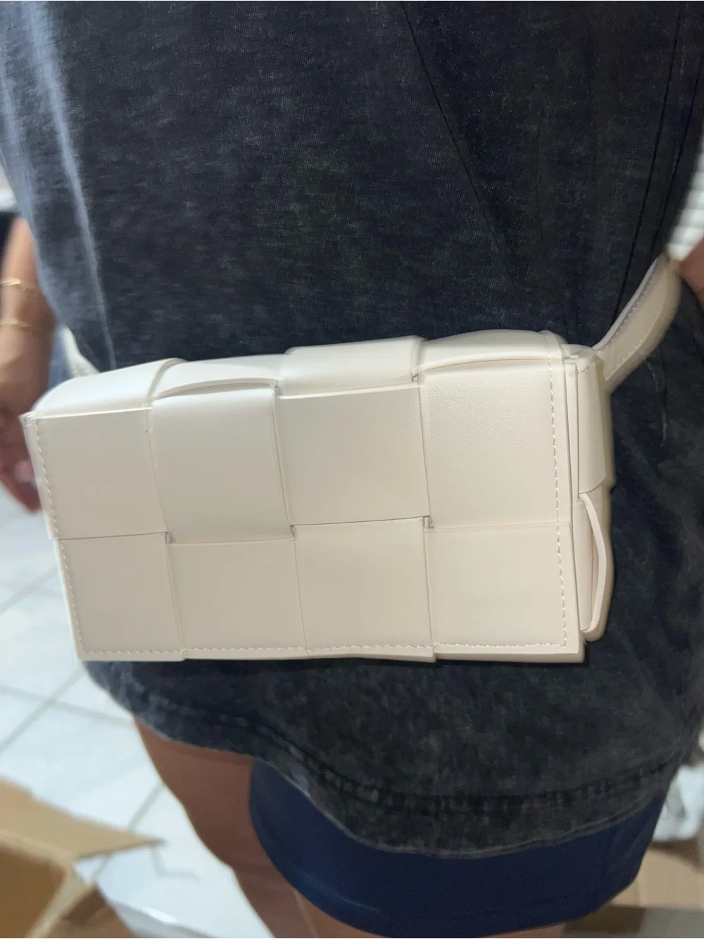 Amazon White Woven Leather Satchel Belt Bag